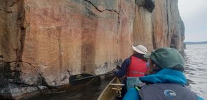 Great pictographs on the cliffs