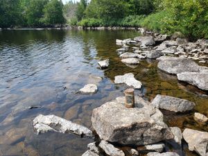 Vintage steel can found at portage