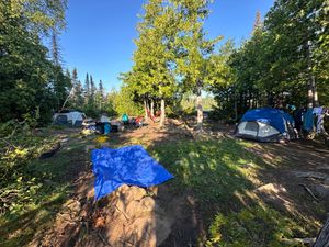 The grate and a tent pad