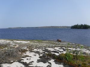 Island granite beach campsite on Musclow