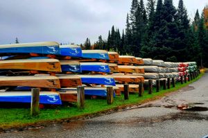 Opeongo Store Canoe Racks - ready for winter