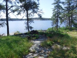 Caroll Lake large island campsite looking south