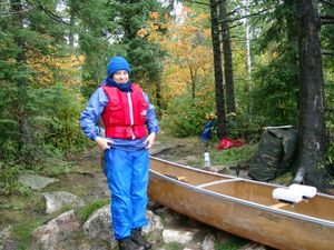 The last portage on a wet day