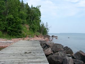 Down the shore and across to Rocky Island